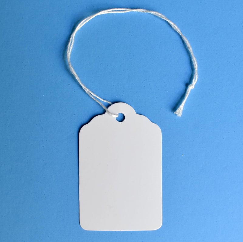 EZDOM 1000 Marking Tags with String Attached - 2 1/4â€ x1 7/16â€, Blank White Tags with String for Pricing and Crafting, Small Strung Marking Labels - Image 1
